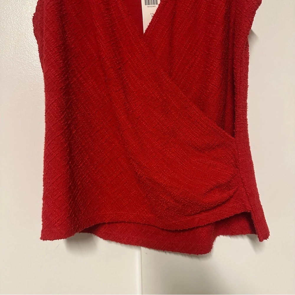 New! Anthropologie Red Maeve Jacquie Surplice Top size small - Picture 6 of 10